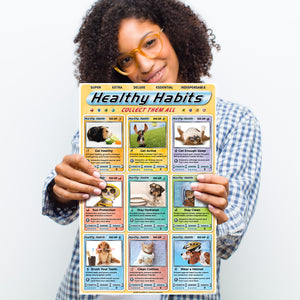 Healthy Habits Pet Poster and Cards for Elementary School