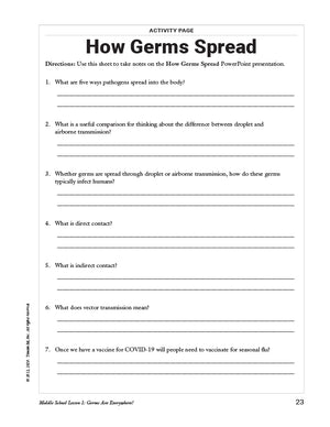 Activity Page sample for Middle School