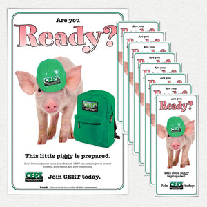 Are You Ready? CERT Piggy 11" X 17" laminated recruitment poster and fact cards
