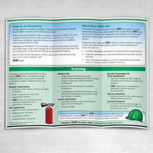 CERT Pamphlets in English. Inside pamphlet spread. Sold in packs of 25.