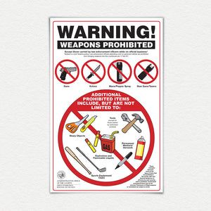 English 11" X 17" Prohibited Items Poster