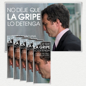 No deje que la gripe lo detenga. Head Against Wall. One 11" X 17" laminated  poster and 50 Fact Cards.