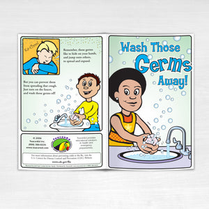 Wash those germs away! Outside pamphlet cover.
