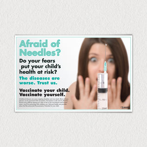 Afraid of Needles Brunette Poster 11" X 17" laminated poster.