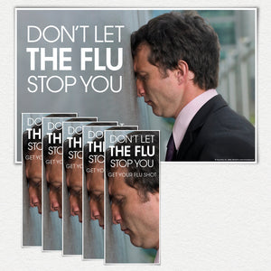 Don't Let the Flu Stop You Head Against Wall. One 11" X 17" laminated  poster and 50 Fact Cards.