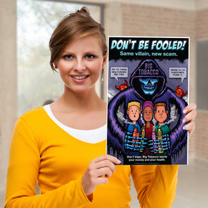 Don't Be Fooled! Same Villain, New Scam — Anti-Vaping Prevention Poster