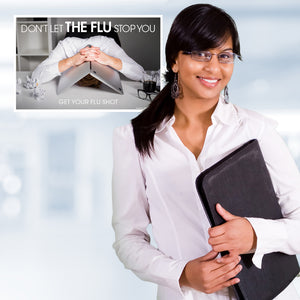 Don't Let the Flu Stop You Poster-Head on Desk Under Computer