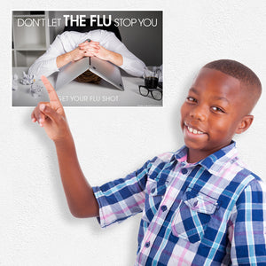 Don't Let the Flu Stop You Poster-Head on Desk Under Computer