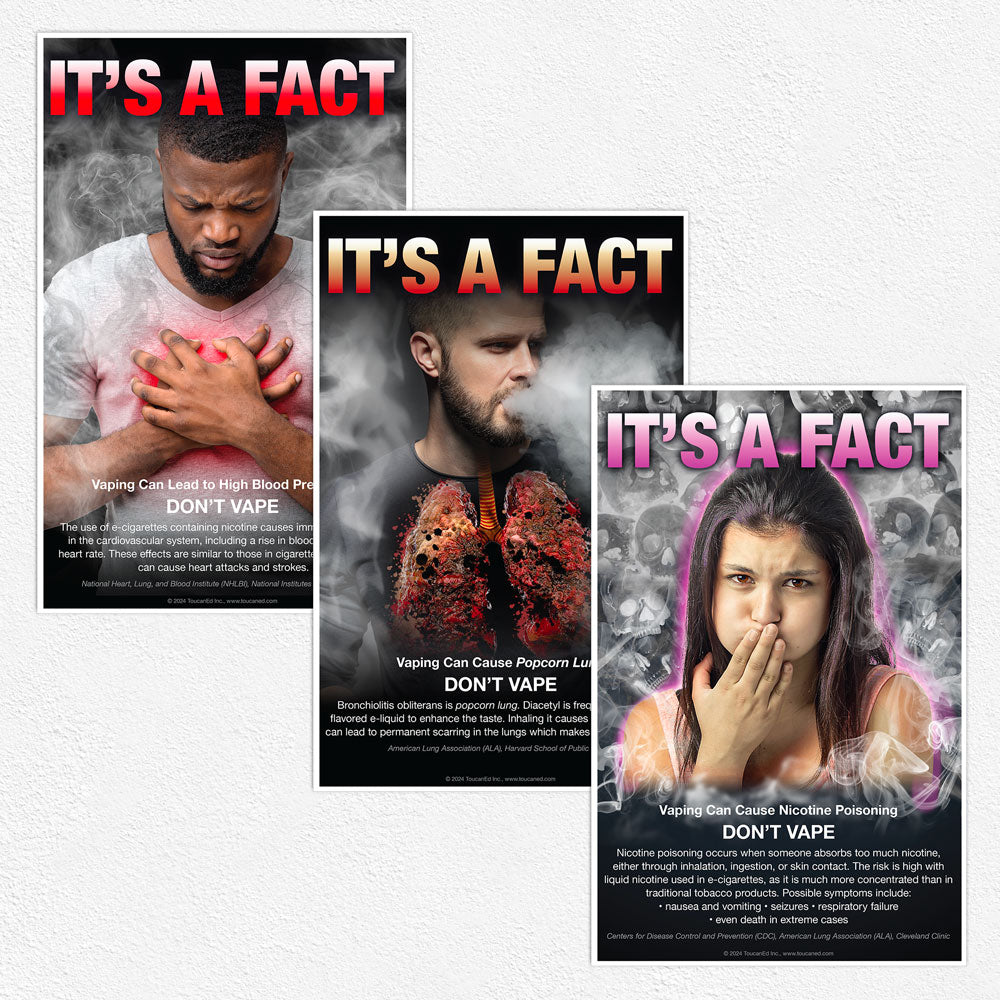 Vaping Can Cause Health Problems. Don't Vape! Set of Three Anti-Vaping ToucanEd Vaping Can Cause Health Problems. Don't Vape! Set of Three Anti-Vaping ToucanEd