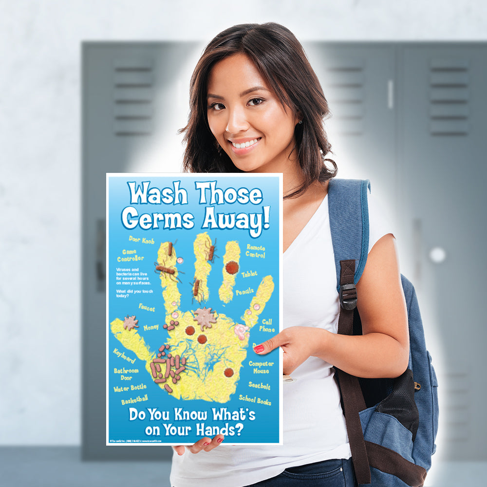 Push Out Germs Wash Those Germs Away Poster for Children – ToucanEd