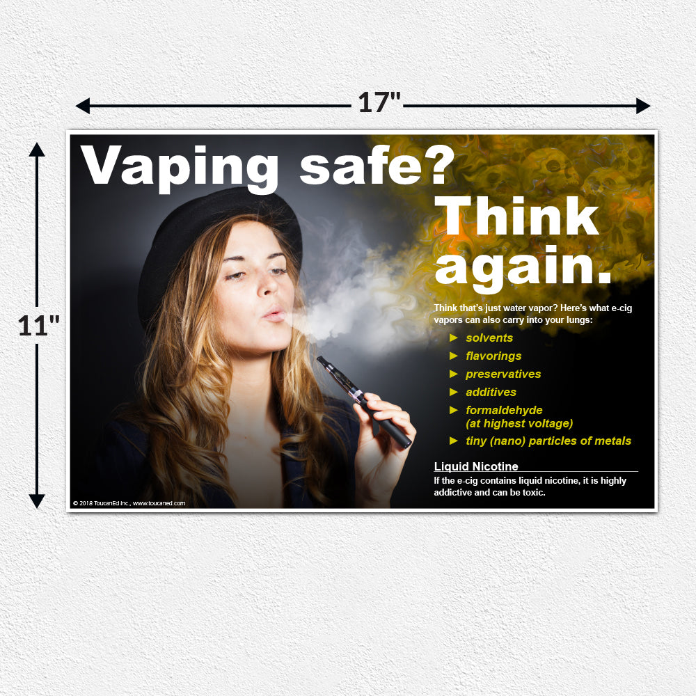 Vaping Safe? Think Again. Woman with Hat Poster ToucanEd Vaping Safe? Think Again. Woman with Hat Poster ToucanEd