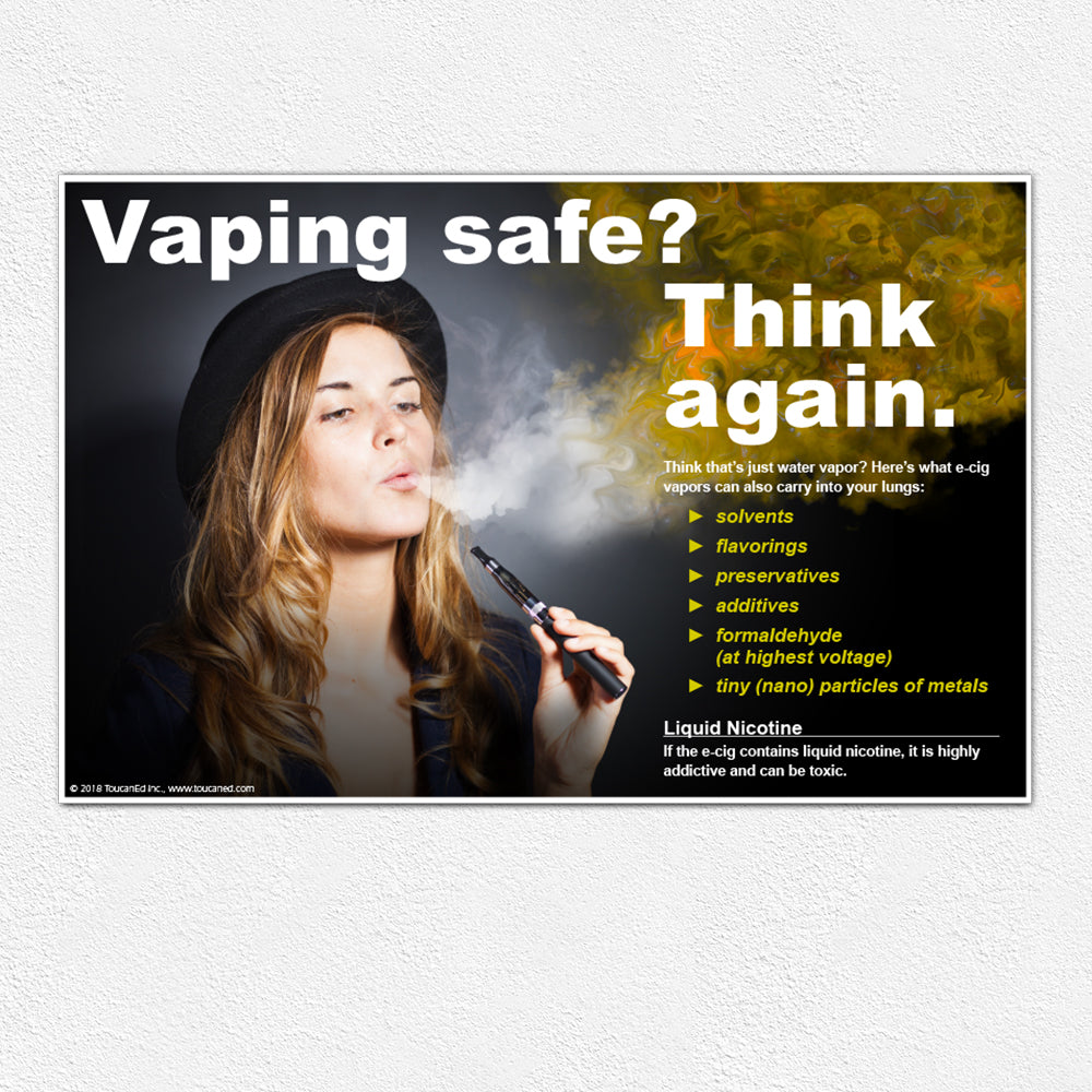Vaping Safe? Think Again. Woman with Hat Poster ToucanEd Vaping Safe? Think Again. Woman with Hat Poster ToucanEd