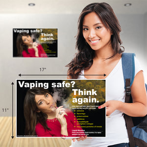 Vaping Safe? Think Again. Woman in Red Poster and/or Fact Cards