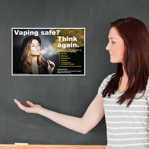 Vaping Safe? Think Again. Woman with Hat Poster and/or Fact Cards