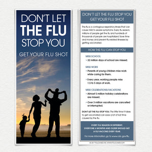 Don't Let the Flu Stop You Family Silohuette. Front and back of Fact Cards. English.