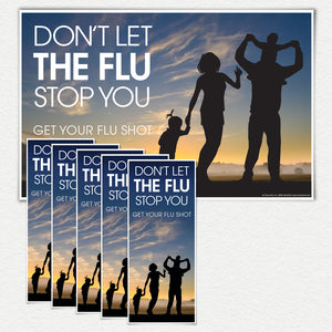 Don't Let the Flu Stop You Family Silohuette. One 11" X 17" laminated poster and 50 Fact Cards. English.