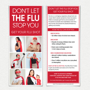 Don't Let the Flu Stop You Girl Superhero. Front and back of Fact Cards.