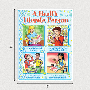 A Health Literate Person 17" X 22" poster for Elementary and Middle School.