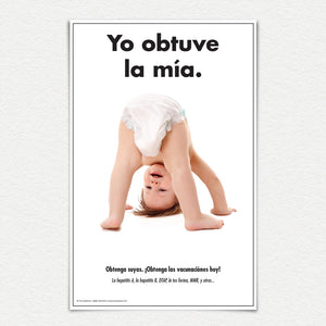 Yo obtuve la mía Spanish vaccination promotion poster with baby boy.
