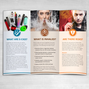 Vaping What You Need to Know Tri-fold Pamphlet. Inside view of pamphlet. Sold in sets of 50. 