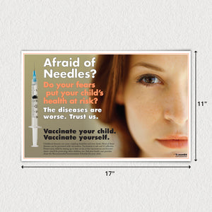Afraid of Needles? Redhead 11" X 17" laminated poster.