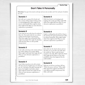Teacher Page: Don't Take It Personally–Scenarios.