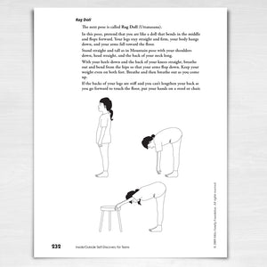 Yoga examples. Illustration of a young girl preforming the rag doll yoga pose.